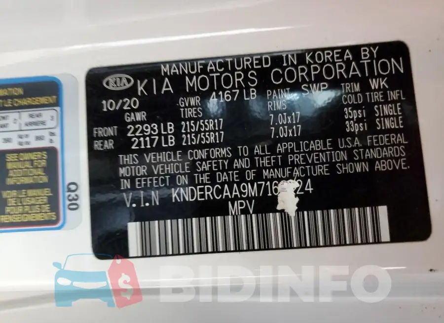 KNDERCAA9M7168124 Photo# 14