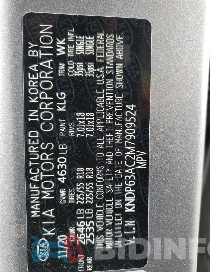 KNDP63AC2M7909524 Photo# 13