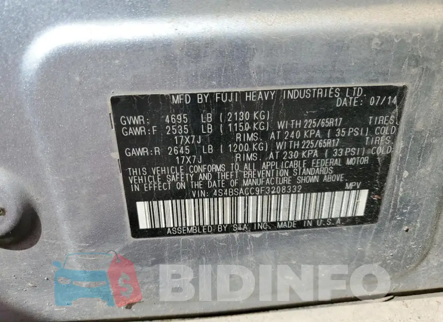 4S4BSACC9F3208332 Photo# 13