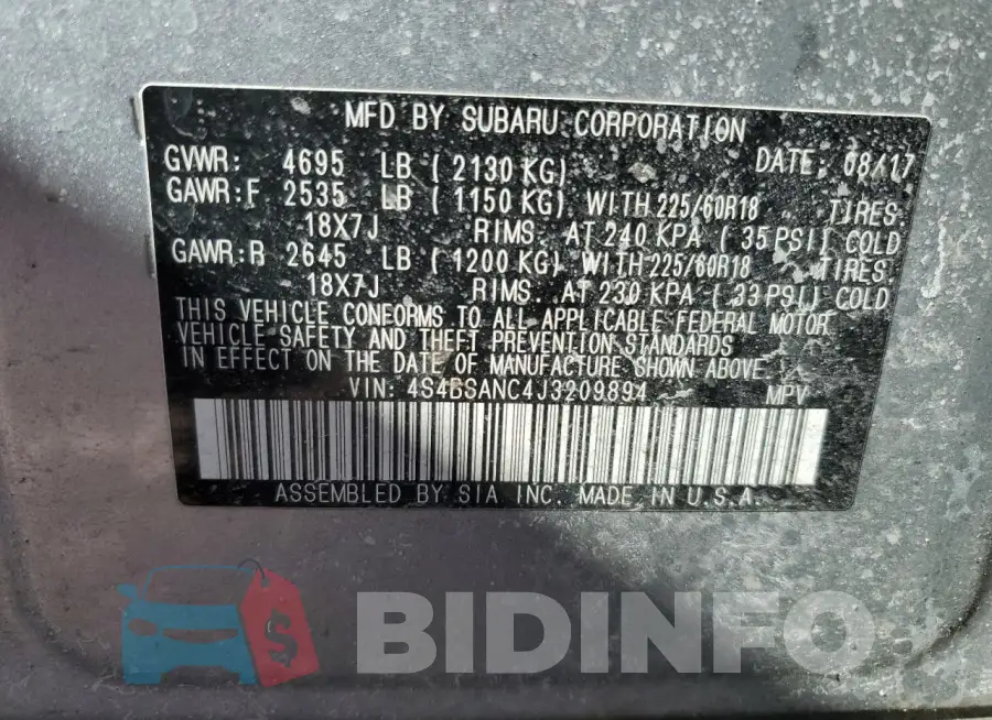 4S4BSANC4J3209894 Photo# 12