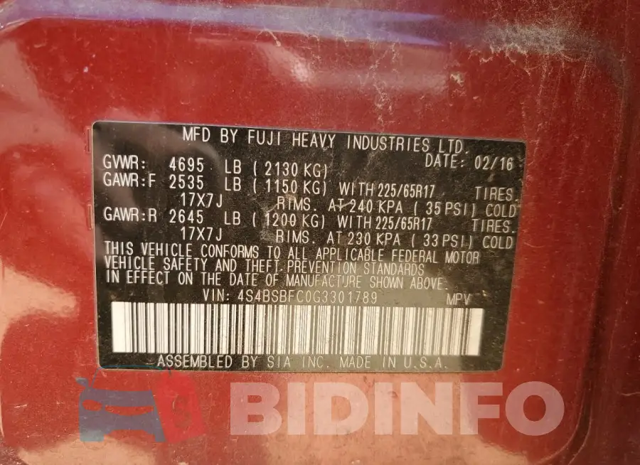 4S4BSBFC0G3301789 Photo# 12