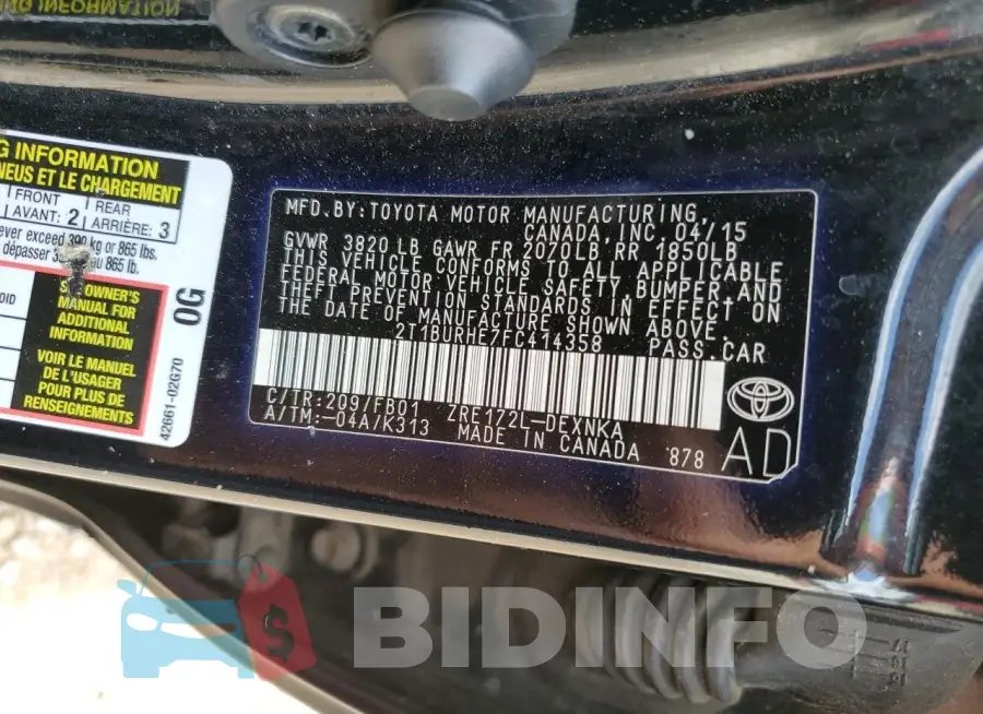 2T1BURHE7FC414358 Photo# 12