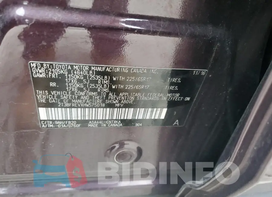 2T3BFREVXHW575018 Photo# 13