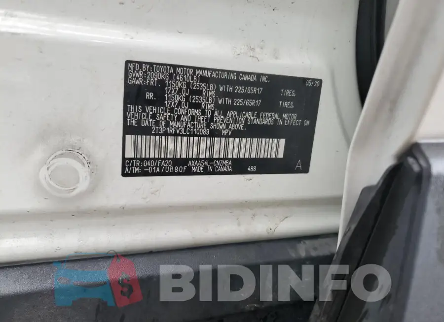 2T3P1RFV3LC110089 Photo# 12
