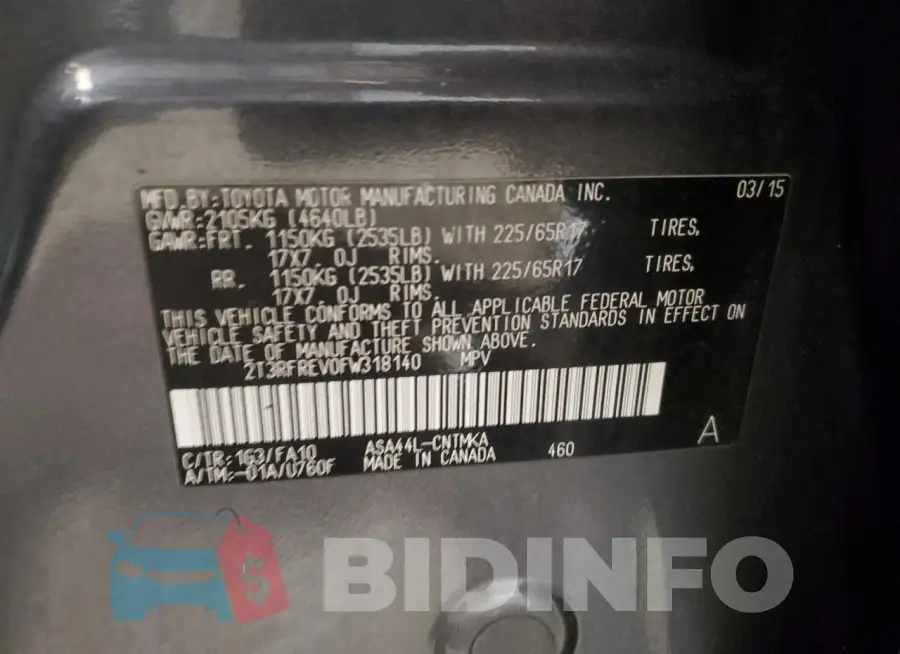 2T3RFREV0FW318140 Photo# 13