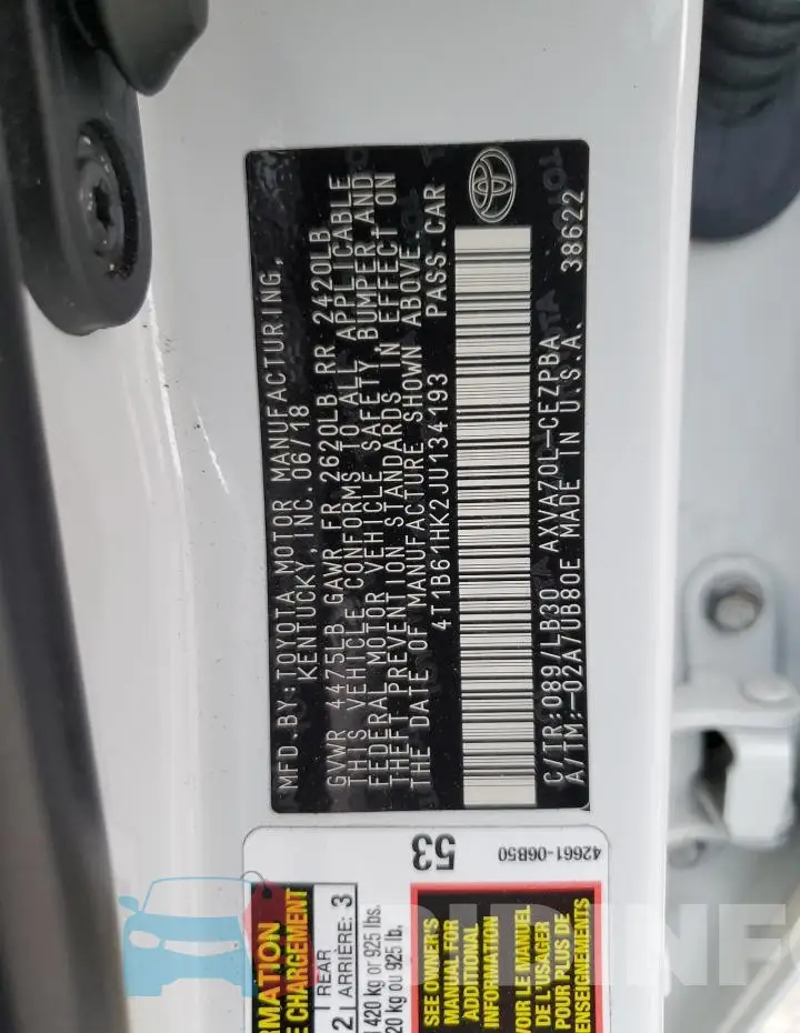4T1B61HK2JU134193 Photo# 13