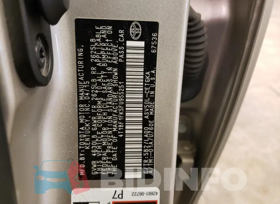 4T1BF1FK5FU955251 Photo# 12