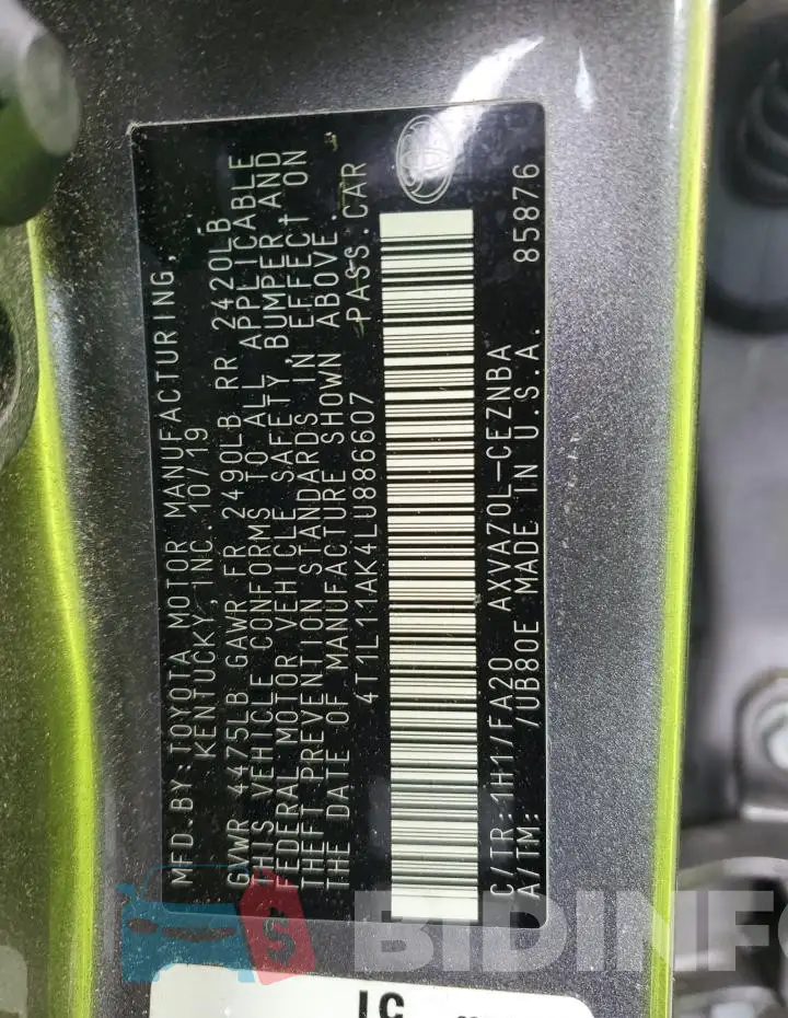 4T1L11AK4LU886607 Photo# 12