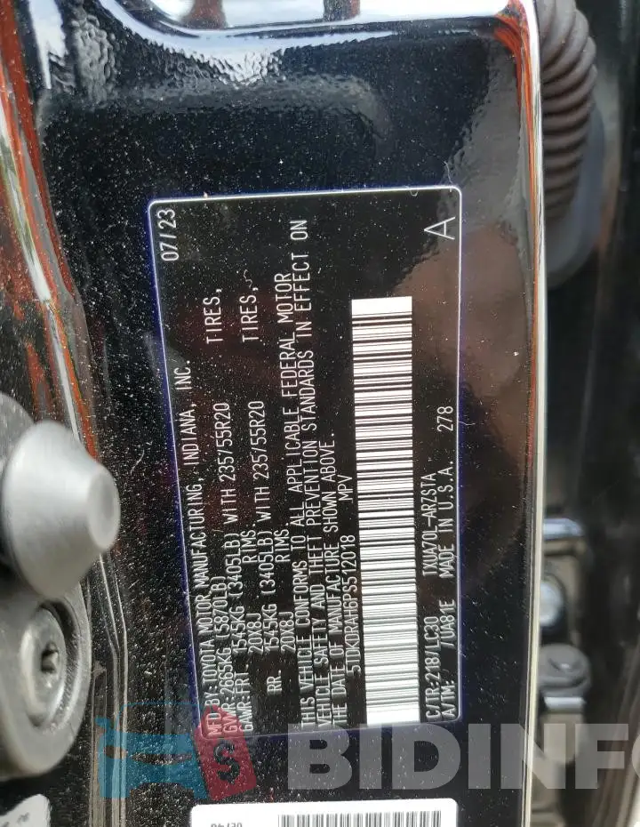 5TDKDRAH6PS512018 Photo# 12