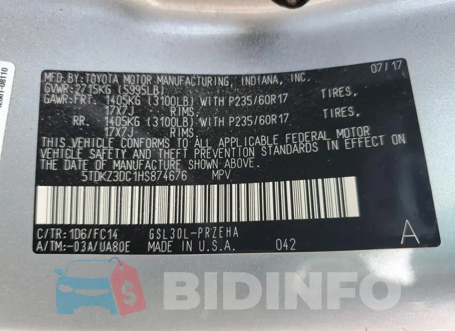 5TDKZ3DC1HS874676 Photo# 13