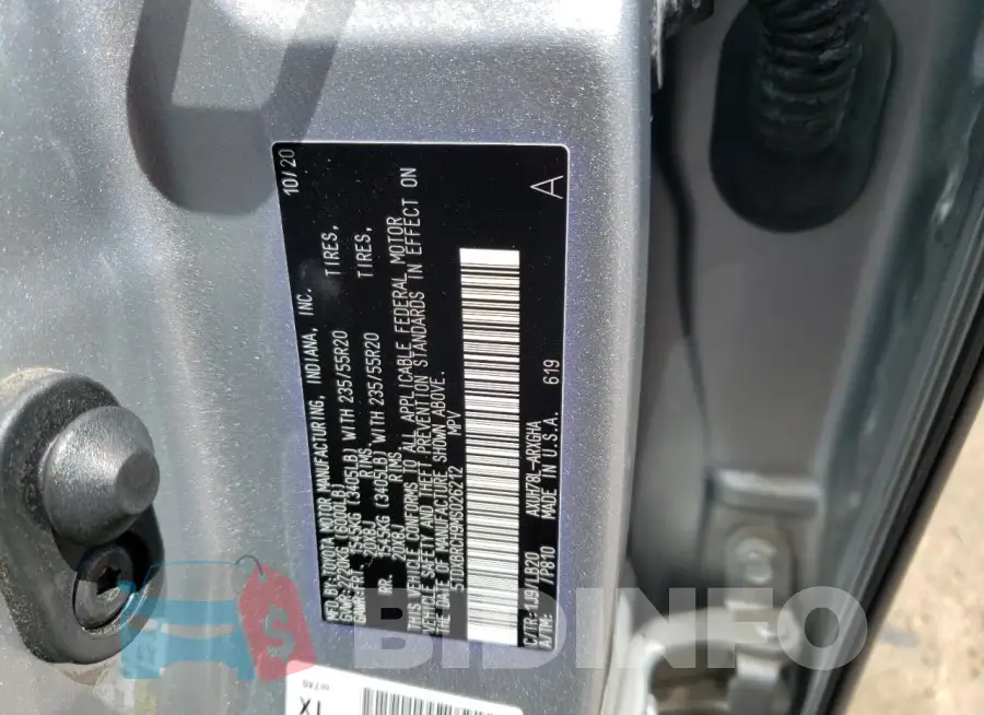 5TDXBRCH9MS026212 Photo# 13