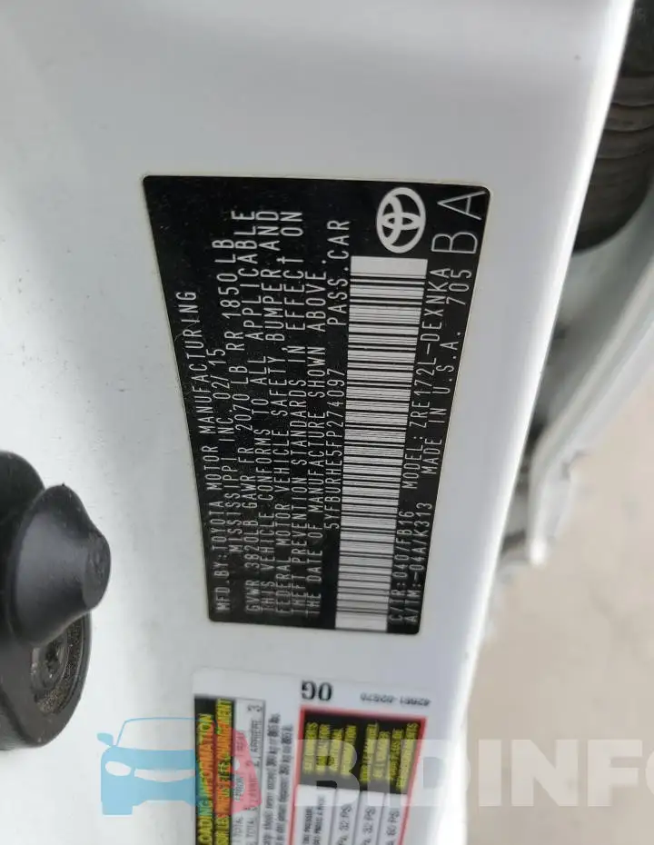 5YFBURHE5FP274097 Photo# 12