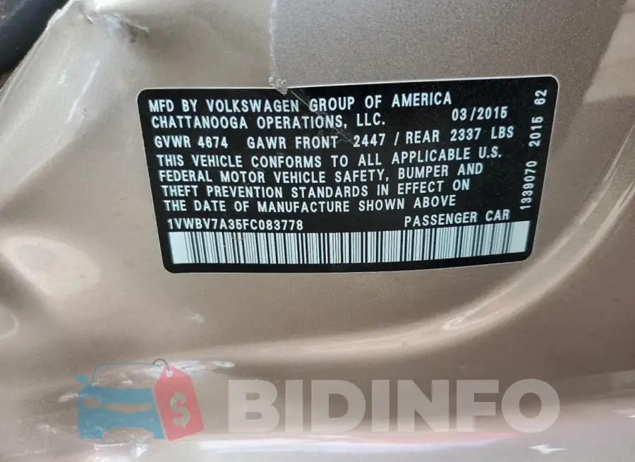 1VWBV7A35FC083778 Photo# 12
