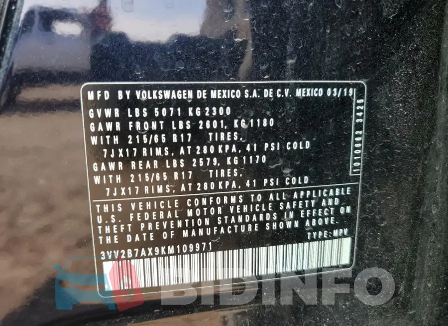 3VV2B7AX9KM109971 Photo# 12