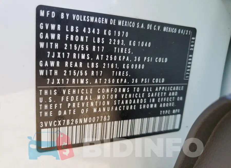 3VVCX7B26NM007783 Photo# 14