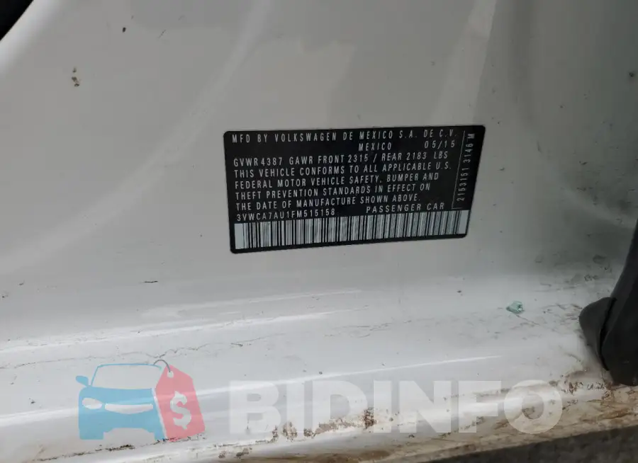 3VWCA7AU1FM515158 Photo# 12