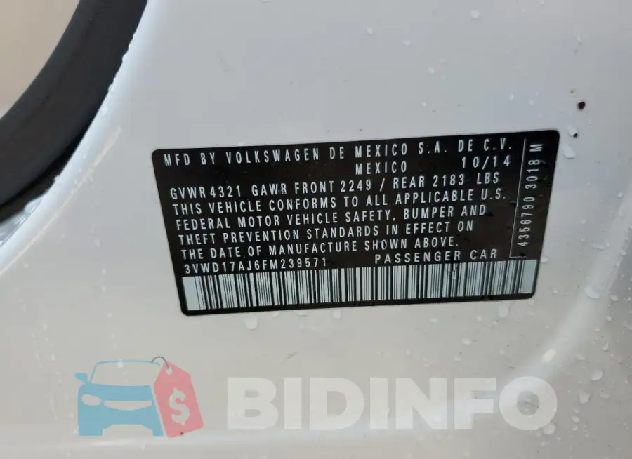 3VWD17AJ6FM239571 Photo# 13