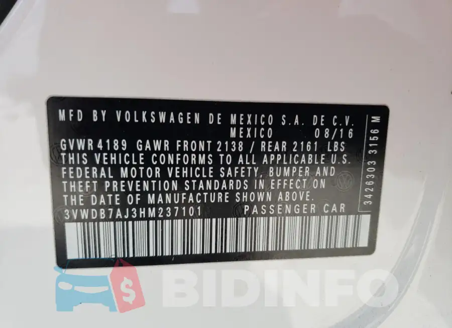 3VWDB7AJ3HM237101 Photo# 12