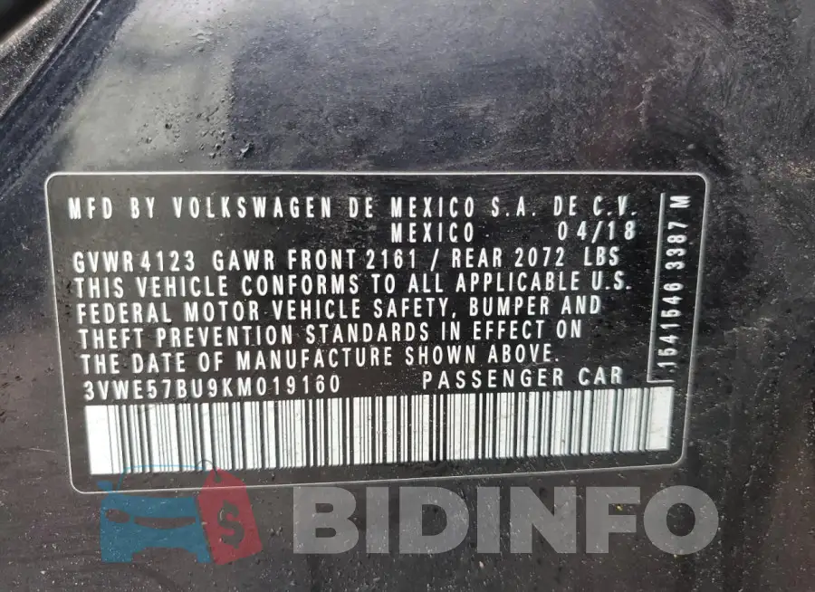3VWE57BU9KM019160 Photo# 13