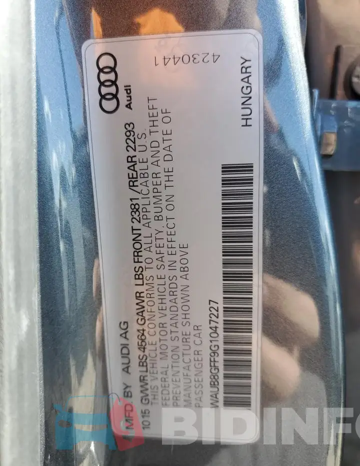 WAUB8GFF9G1047227 Photo# 13