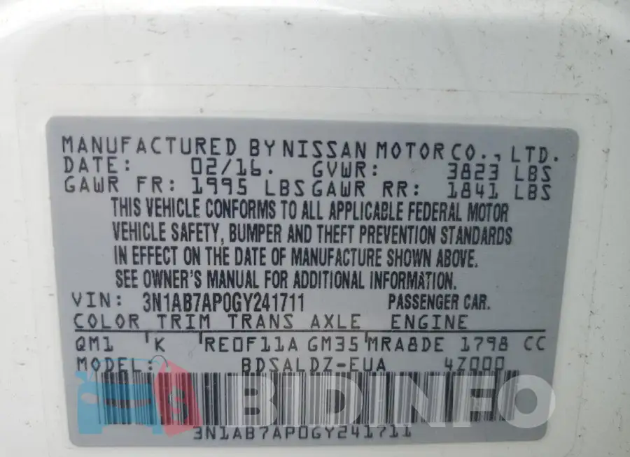3N1AB7AP0GY241711 Photo# 12