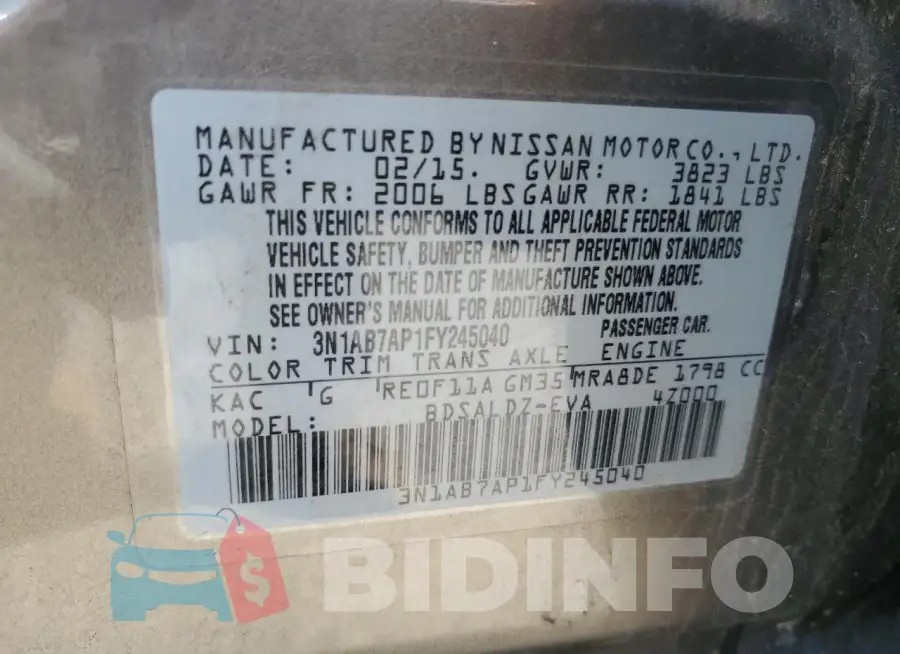 3N1AB7AP1FY245040 Photo# 12