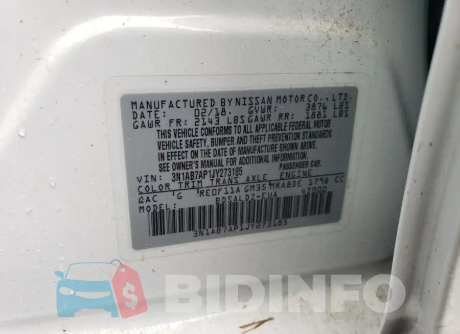 3N1AB7AP1JY273185 Photo# 12