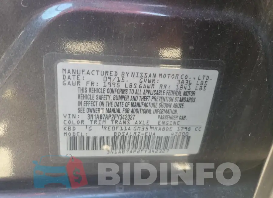 3N1AB7AP2FY342327 Photo# 13