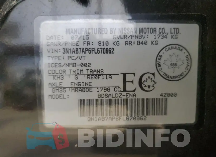 3N1AB7AP6FL670962 Photo# 12