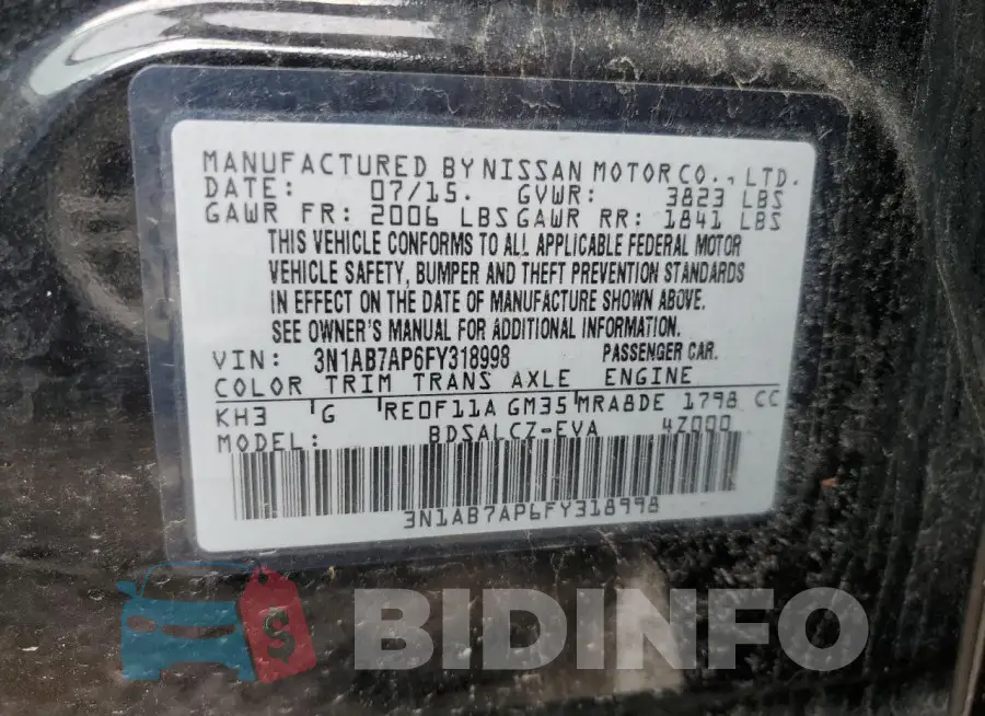 3N1AB7AP6FY318998 Photo# 12