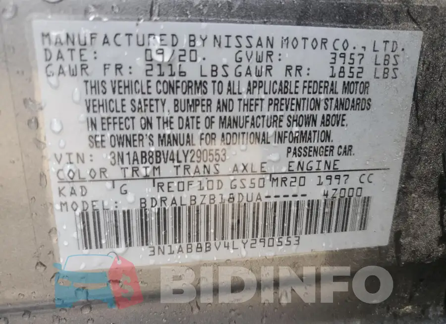 3N1AB8BV4LY290553 Photo# 12