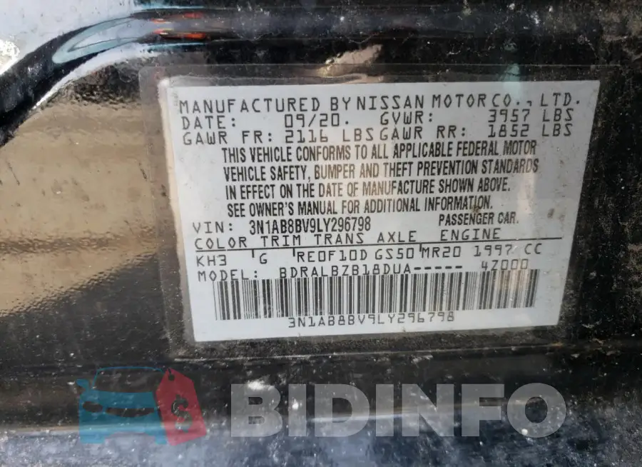 3N1AB8BV9LY296798 Photo# 12