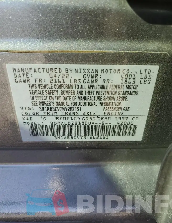 3N1AB8CV7NY262151 Photo# 12