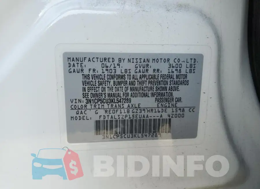 3N1CP5CU3KL547289 Photo# 13