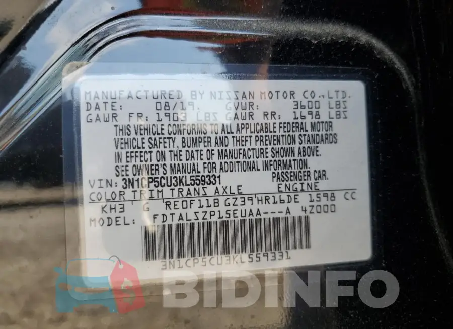 3N1CP5CU3KL559331 Photo# 13