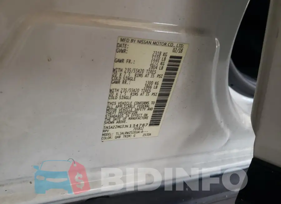 5N1AZ2MG3JN134787 Photo# 13