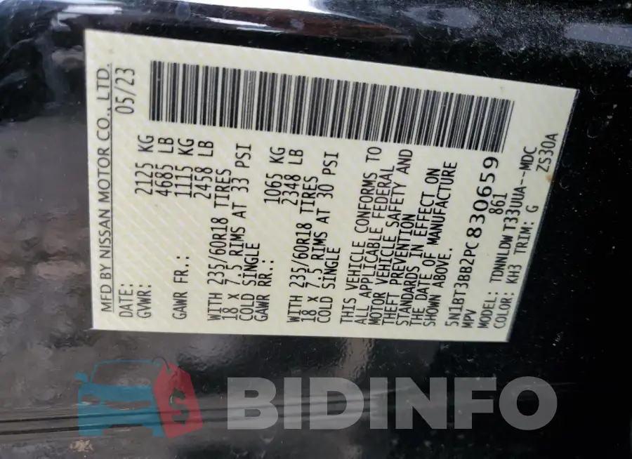 5N1BT3BB2PC830659 Photo# 13