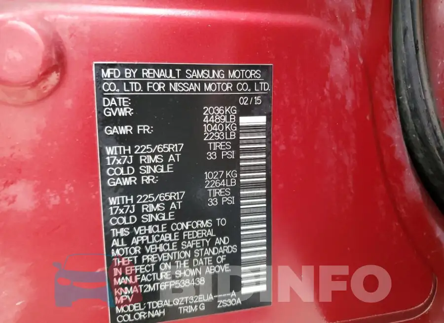 KNMAT2MT6FP538438 Photo# 12