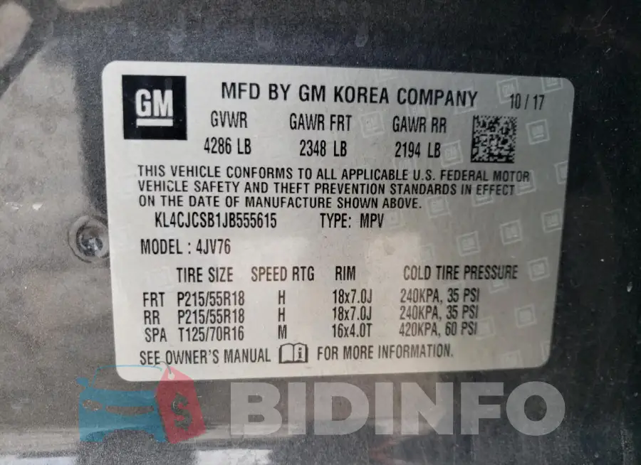 KL4CJCSB1JB555615 Photo# 13