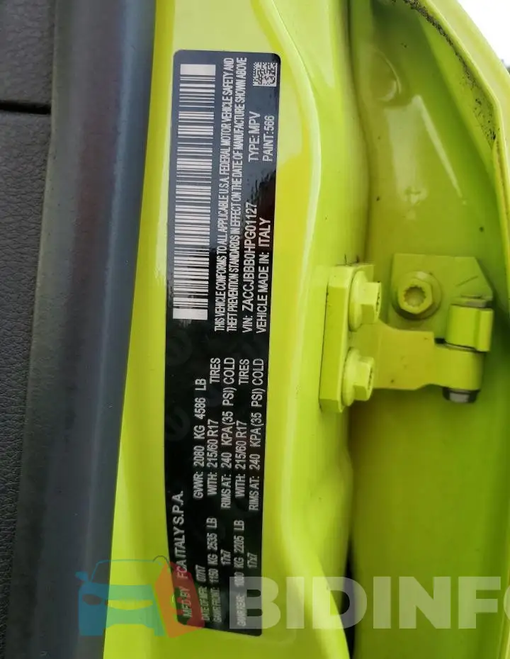 ZACCJBBB0HPG01127 Photo# 13
