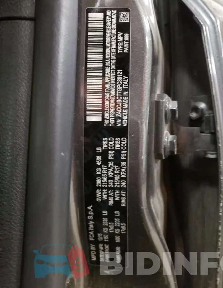 ZACCJBCT7GPC89121 Photo# 13