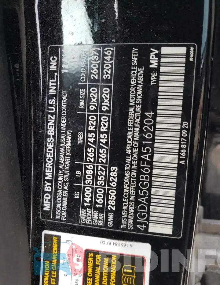 4JGDA5GB6FA516204 Photo# 13