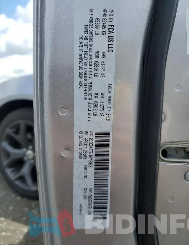 2C3CDXCT6JH242938 Photo# 13