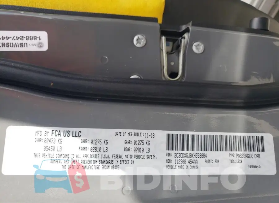 2C3CDXGJ8KH558884 Photo# 12