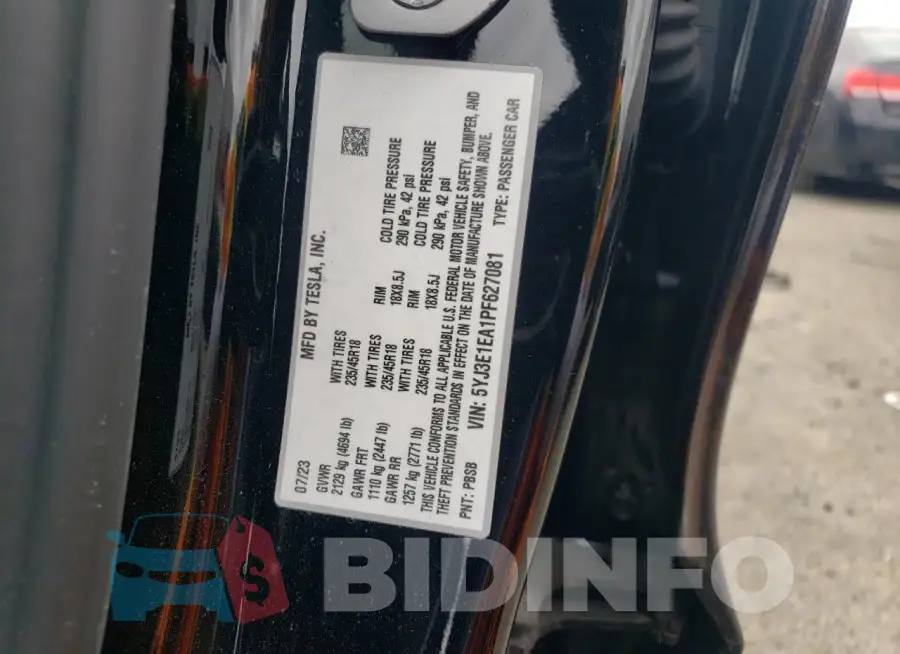 5YJ3E1EA1PF627081 Photo# 13