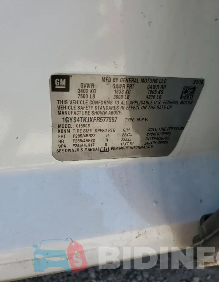 1GYS4TKJXFR577587 Photo# 13