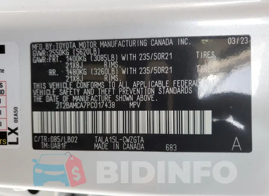 2T2BAMCA7PC017438 Photo# 13