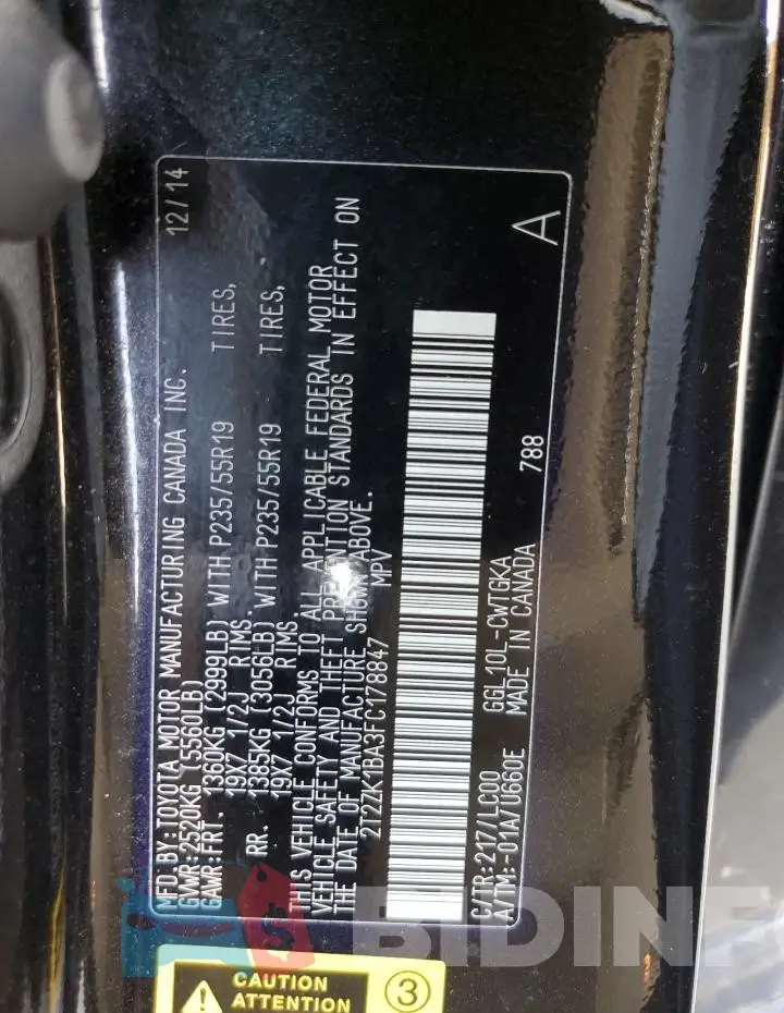 2T2ZK1BA3FC178847 Photo# 12