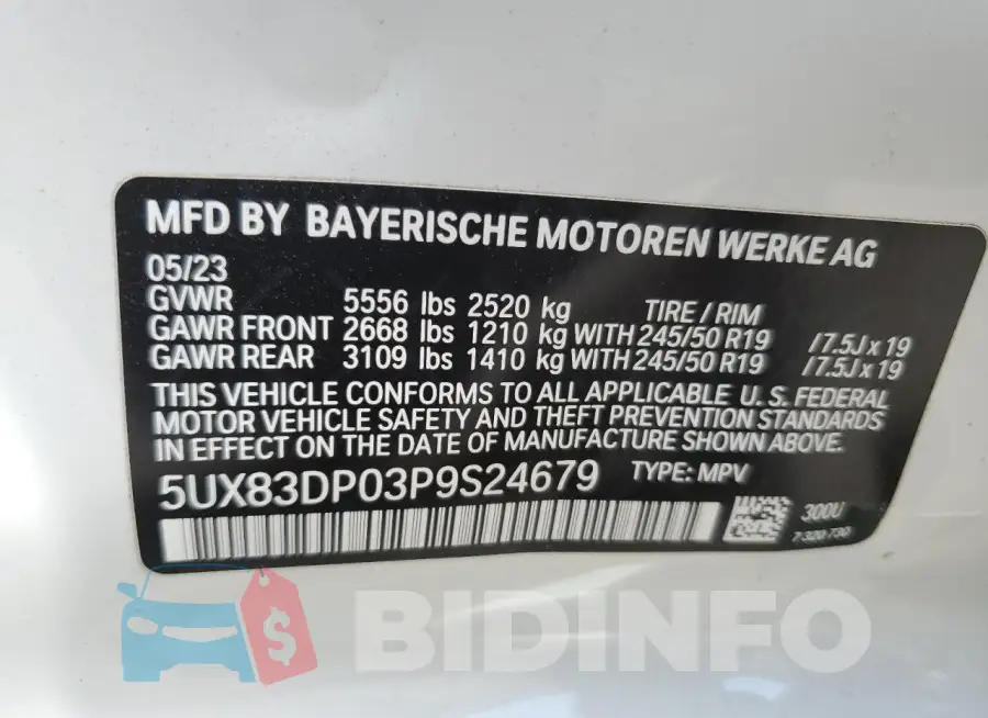 5UX83DP03P9S24679 Photo# 12