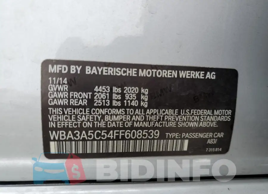 WBA3A5C54FF608539 Photo# 12